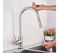 Matte Pull Out Sensor Kitchen Faucet Sensitive Smart Touch Control Mixer for Tap(Brushed Nickle)
