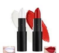Matte Red & White Face Paint Sticks Set for Halloween Cosplay Theatre - Long-Lasting Waterproof Cream Makeup Kit for Joker Clown Goth Mime Character Looks & Lip Application