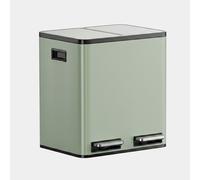 VonHaus Kitchen Bin, 30L Double Recycling Bin for Kitchen, Sage Green Two Section Food Waste Separation System with Non-Slip Base & Removable Inner-Compartments, Airtight Trash Can, 2 x 15L