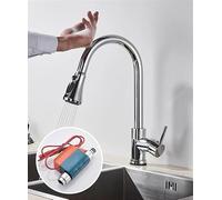 Matte Sense Kitchen Faucet Pull Out Spout Smart Touch Deck Mounted Hot and Cold Water Mixer Tap Chrome A