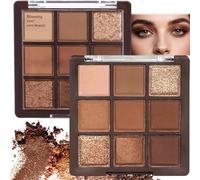 Matte & Shimmer Eyeshadow Palette - 9 Earth Tone Colors for Soft, Smooth Makeup. High Pigmented Nude Shades - Natural, Waterproof, Long Lasting