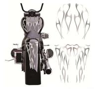 Matte Silver Flame Motorcycle Sticker Kit - Gas Tank & Fender Decals, Universal Waterproof Motorcycle Stickers Fuel Tank Decor
