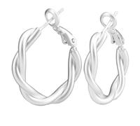 Matte Silver Hoop Earrings for Women, Stylish Twist Twisted Hoop Earrings Lightweight Metal Jewelry Gift Skin-Friendly
