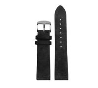 Matte Suede Watch Strap, Compatible With Nomos Mido Oris Seiko, 18mm 20mm 22mm Universal Soft Retro Style Pin Buckle Band For Men Women(Black silver,18mm)