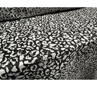 Matte Taffeta Faux Silk Woven Dress Fabric, per metre - Leopard Animal Print - Silver Grey
