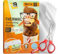 Matte Thermal Laminating Pouches, 11.5 x 17.5 Inches, Matte Finish, 3 Mil Thick, 50 Pack, Suited for Menu Size Laminating Sheets 11 x 17