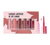Matte Volumizing Lip Set - Lip Liner and Lipstick Combination | Lip Liner Pencil Set | Lipstick and Lip Liner Kit | Liquid Lipstick Set
