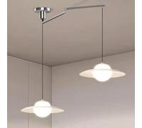 Matte White Industrial Vintage Swing Arm Chandelier Adjustable Dining Room Pendant Light, Long Dome Ceiling Light Fixture for Kitchen Island Bedroom Hallway Bar Living T-256