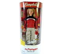 Mattel Barbie Campbell's Alphabet Soup Doll, Supermarket Special Edition, Unique Box, Red Hair, Blue Eyes, 11.5 Inches