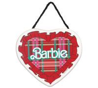 Mattel Barbie Plaid Heart Hanging Wood Wall Decor