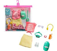 Mattel - Barbie Storytelling Fashion Inspired by Roxy Pack, Pink Graffit Tee & Yellow Mini Skirt, Hat, Sunglasses, Sandals, and Accessories