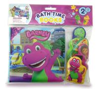 Mattel Barney Bath Time Books - Activity Books for kids, Bath book, 6 Padded suction cups, 1 Mesh bag