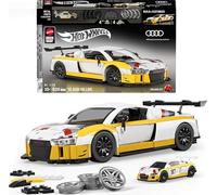 Mattel Brick Shop Hot Wheels Elite Series Building Set, ’15 Audi R8 LMS with 820 Pieces, Realistic Details and Custom Decals, Adult Collectors and Kids Ages 10+, JFT18