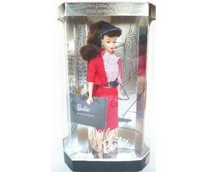 Mattel Busy Gal Barbie Limited Edition 1960 Reproduction - Brunette with Red & White Stripe Fashion, Hat, Vintage Face Code 13675