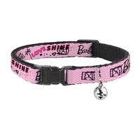 Mattel Cat Collar, Breakaway Collar with Bell, Barbie Love Shine Bright Chevron Striping Pinks, 8.5 to 12 Inches 0.5 Inch Wide