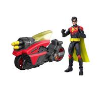 Mattel DC Premier 6.5 Inch Robin Figure & Cycle Vehicle with Projectile Launch, Exclusive Deco, Batlink Robin Cycle, JMD51