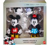 Mattel Disney 100 Collectible Action Figures Mickey and Minnie Mouse, Posable Characters, Swappable Head & Hands, Soft Elements