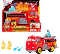 Mattel Disney and Pixar Cars Toy Firetruck, Radiator Springs Race & Rescue Fire Fighting Red & Guido, 2 Plastic Flame Targets & 2 Water Projectiles, JFL54