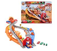 Mattel Disney and Pixar Cars Toy Playset, Lightning McQueen & Chicks Hicks & 2 Pitty Crew Vehicles, 2 Ways to Race, Race & Rescue Rescue Road Raceway, JFL57