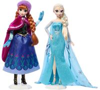 Mattel Disney Frozen Anna & Elsa Doll Set, 2 Disney Princess Collector Fashion Dolls Celebrating Disney 100 Years of Wonder, Inspired by the Movie