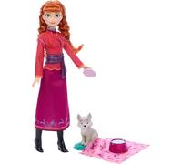 Mattel Disney Frozen Anna Fashion Doll & Wolf Cub Figure with 4 Accessories Including Animal Bed & Blanket, Inspired by Animals of Arendelle, JFG17