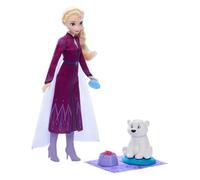 Mattel Disney Frozen Elsa Fashion Doll & Bear Cub Figure with 4 Accessories Including Animal Bed & Blanket, Inspired by Animals of Arendelle, JFG16