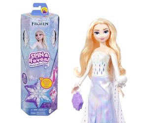Mattel Disney Frozen Elsa Fashion Doll Set, Spin & Reveal with 11 Surprises Including 5 Accessories, 5 Stickers & Play Scene, Inspired by Disney Movie, HTG25
