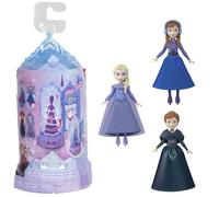 Mattel Disney Frozen Surprise Small Dolls Age 3+ & Mini Castle Playsets with Spinning Doll Reveal, Ice Castle Spin Surprise from Movies (Styles May Vary), JCR90