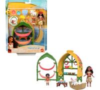 Mattel Disney Moana 2 Toys, Moana & Simea Village Home Playset with 2 Small Dolls, Pua Figure & 15 Accessories