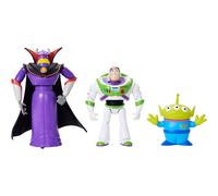 Mattel Disney Pixar Storytellers Story Intergalactic 3-Pack of Action Figures, 4-Inch Scale Buzz Lightyear, Zurg & Alien Posable Toys