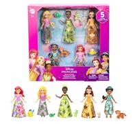 Mattel Disney Princess & Friends Set with 5 Posable Small Dolls in Removable Skirts or Pants & 5 Friend Figures, Inspired by the Disney Movies, JBL33