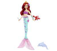 Mattel Disney Princess Ariel Swimming Mermaid Fashion Doll with Dolphin Water Squirter, Sebastian Figure & 4 Accessories, Ocean Friends Water Toy