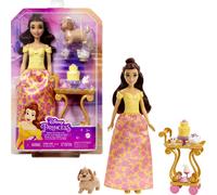 Mattel Disney Princess Belle Tea Time Fashion Doll & Playset with Tea Cart, 3