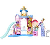 Mattel Disney Princess Pet Castle Playset & Cinderella Fashion Doll with 7 Play Areas, 2 Animal Friends, Furniture & 17 Accessories, Pet Palace