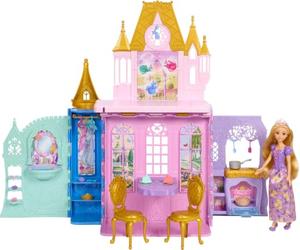 Mattel Disney Princess Portable Castle Playset & Rapunzel Doll | Posable Fashion Doll & Foldable Doll House w/ 5 Play Areas, Furniture & Accessories, and Storage for On-the-Go Fun, JLK27