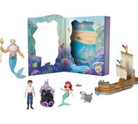 Mattel Disney Princess Toys Age 3+, Ariel Mermaid Doll Story Set with 4 Small Dolls, 2 Animal Figures & 1 Accessory, Inspired by Disney The Little Mermaid