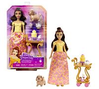 Mattel Disney Princess Toys, Belle Doll with Shiny Clothing, Tea Cart, Friends and Food Pieces, Tea Time Cart Playset, Inspired Disney Movie