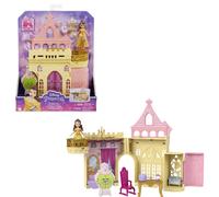Mattel Disney Princess Toys, Belle Stackable Castle Doll House Playset with Small Doll and 8 Pieces, Inspired by the Disney Movie, Kids Travel Toys and Gifts, HPL52, Yellow
