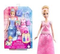 Mattel Disney Princess Toys, Cinderella Fashion Doll with 2 Looks, 9 Accessories, 2 Snap-On Bodices & 2 Skirts, 2-in-1 Stories Inspired by Disney Movie, JCR95