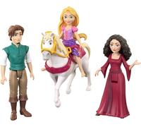 Mattel Disney Princess Toys, Small Doll 4-Pack with Rapunzel, Flynn Rider & Mother Gothel, Plus Maximus Horse w/Saddle, Inspired by Movie, JHG85