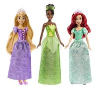 Mattel Disney Princess Toys, Tiana + Rapunzel + Ariel , Pack of 3 Fashion Dolls with Sparkling Clothing and Accessories Inspired by Disney Movies, HLW45