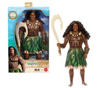 Mattel Disney Vaiana Maui, pop met outfit die aan en uit kan, krullend haar, vis