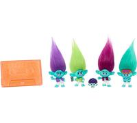 Mattel DreamWorks Trolls Band Together BroZone On Tour Set with 5 Small Dolls & Tape Cassette Stand, Collectible Toy Inspired by the Movie, HTH35