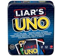 Mattel Games Liar’s UNO Card Game in Travel & Storage Tin for Adults, Kids, Families, Parties & Game Nights, Outwit Other Players with Bluffing & Trickery, JLH68