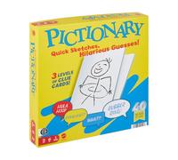 Mattel Games Pictionary Family Board Game for Kids, Adults and Game Night for 2 Teams with Erasable Markers, Boards and Sand Timer, JDX96