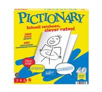 Mattel Games Pictionary Family Board Game for Kids, Adults and Game Nights for 2 Teams with Erasable Pens, Painting Boards and Hourglass JDX99