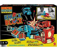 Mattel Games Rock ‘Em Sock ‘Em Robots Knock or Block Edition Boxing Game with Manually Operated Red Rocker and Blue Bomber Figures in Ring, Kids Gift