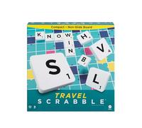 Mattel Games Travel Scrabble Game for 2-4 Players, English Edition | Compact Board with Grid Keeps Tiles in Place, for Kids, Teens and Family Game Night on the Go, for Ages 10+, CJT11