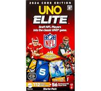 Mattel Games UNO Elite NFL Card Game 2024 Officially Licensed Core Edition with 4 Collectible Foil Cards with Team Players