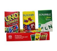 Mattel Games UNO Express, Pictionary, Scrabble Dash Pack of 3